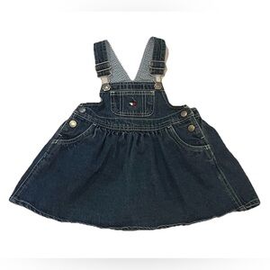 Vintage Tommy Hilfiger Blue Overall Denim Jumper Dress, 12-18 Months